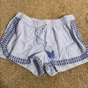 Blue and White Striped Shorts